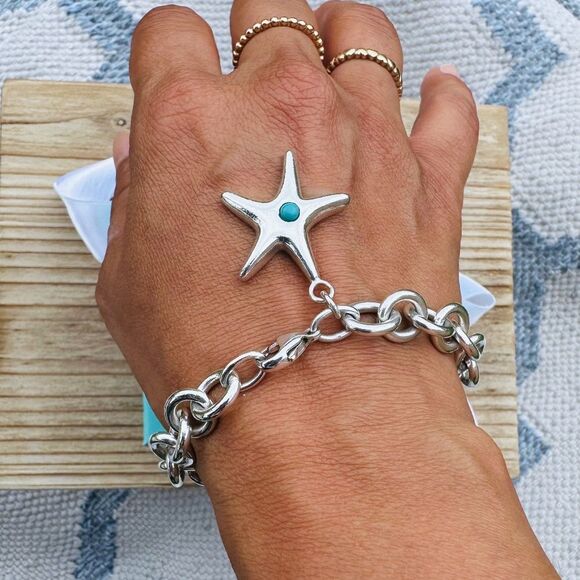 Tiffany & Co Starfish with Turquoise Bracelet, 7.5" - Picture 5 of 7